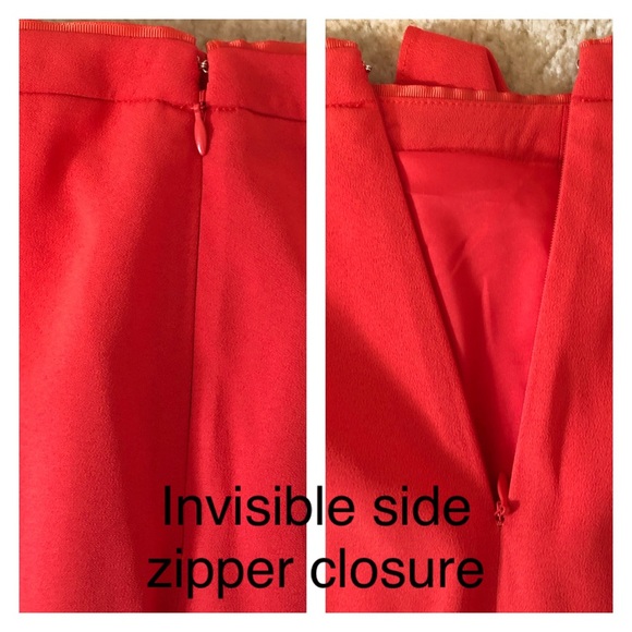 REISS skirt Dita Waterfall Front Mandarin Bold Orange Draped Crepe womens Sz 8 - Picture 11 of 13